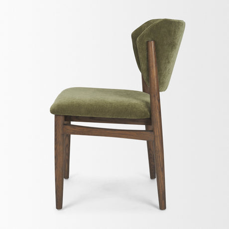 Cline Moss 008 Olive Fabric Upholstered and Brown Wood Dining Chair, Set of 2 by Mercana at Eve Furniture