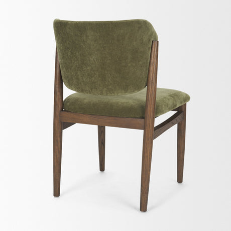 Cline Moss 008 Olive Fabric Upholstered and Brown Wood Dining Chair, Set of 2 by Mercana at Eve Furniture