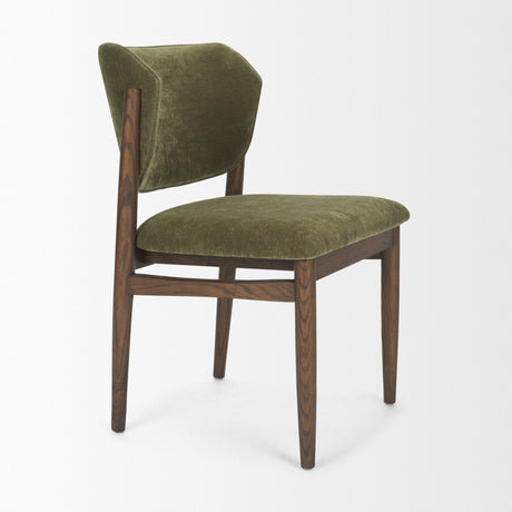 Cline Moss 008 Olive Fabric Upholstered and Brown Wood Dining Chair, Set of 2 by Mercana at Eve Furniture