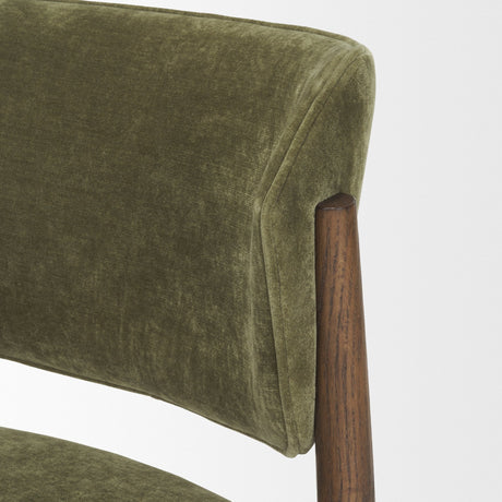 Cline Moss 008 Olive Fabric Upholstered and Brown Wood Dining Chair, Set of 2 by Mercana at Eve Furniture