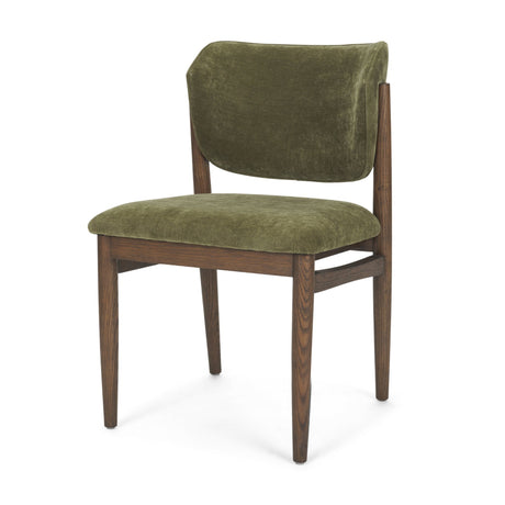 Cline Moss 008 Olive Fabric Upholstered and Brown Wood Dining Chair, Set of 2 by Mercana at Eve Furniture