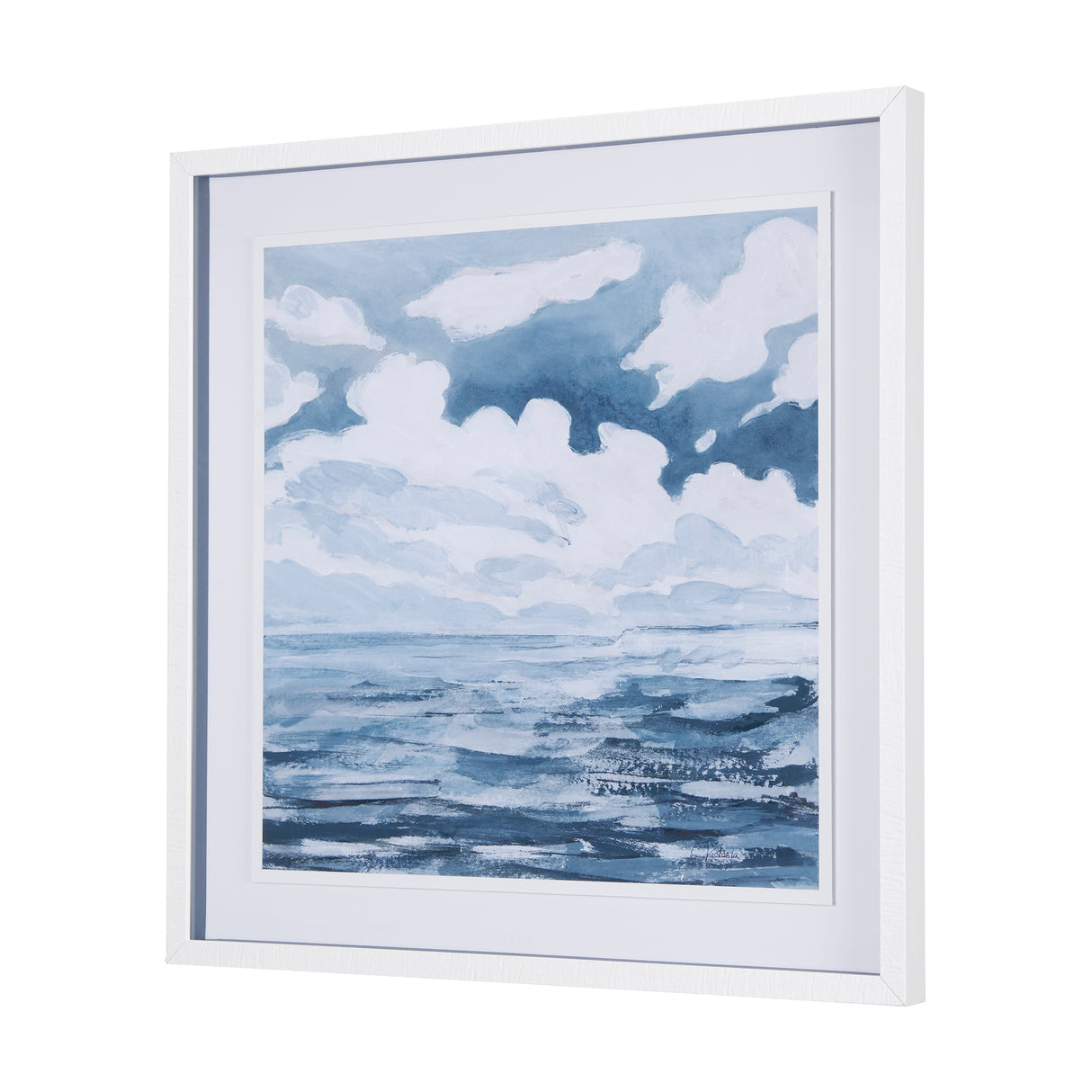 Cloud and Sea by Mercana Studio a Hand Embellished Textured Framed Art Print Matted under Glass by Mercana at Eve Furniture