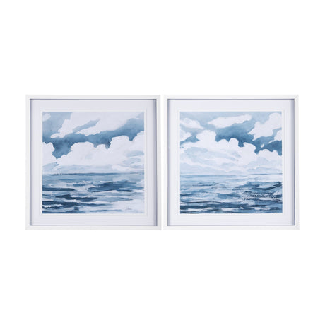 Cloud and Sea by Mercana Studio a Hand Embellished Textured Framed Art Print Matted under Glass by Mercana at Eve Furniture