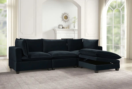 Cloud Black Velvet Modular Sectional by Happy Homes at Eve Furniture
