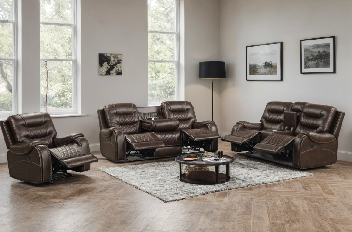 Cloud Brown Oversized 3-Piece Reclining Living Room Set by Happy Homes at Eve Furniture