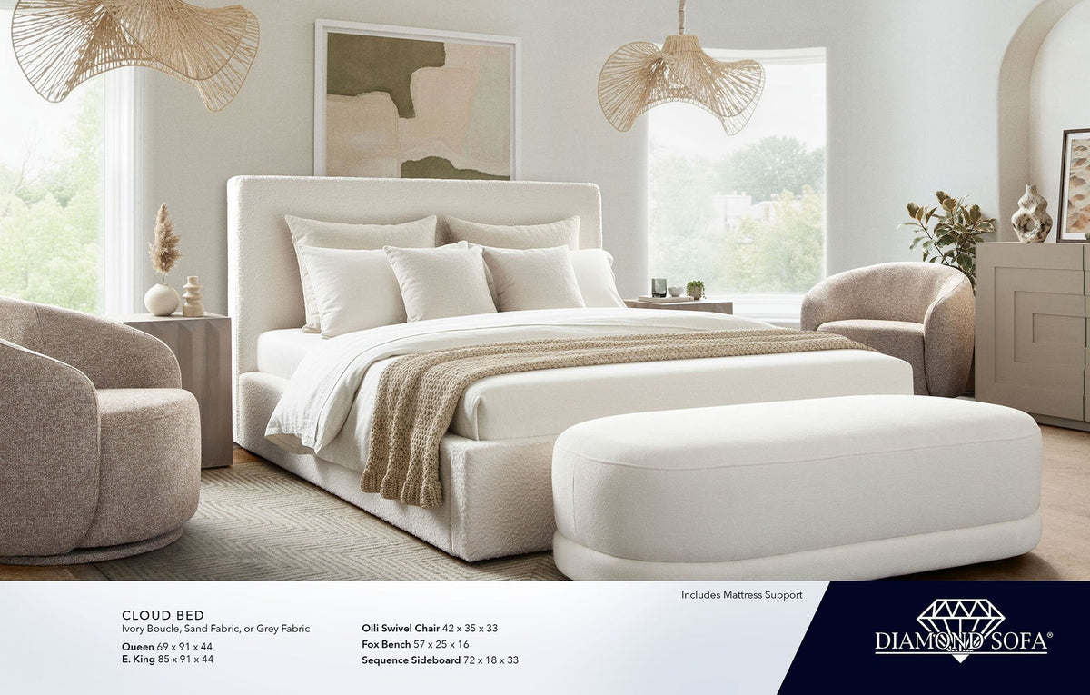 Cloud Ivory Boucle Bed by Diamond Sofa at Eve Furniture