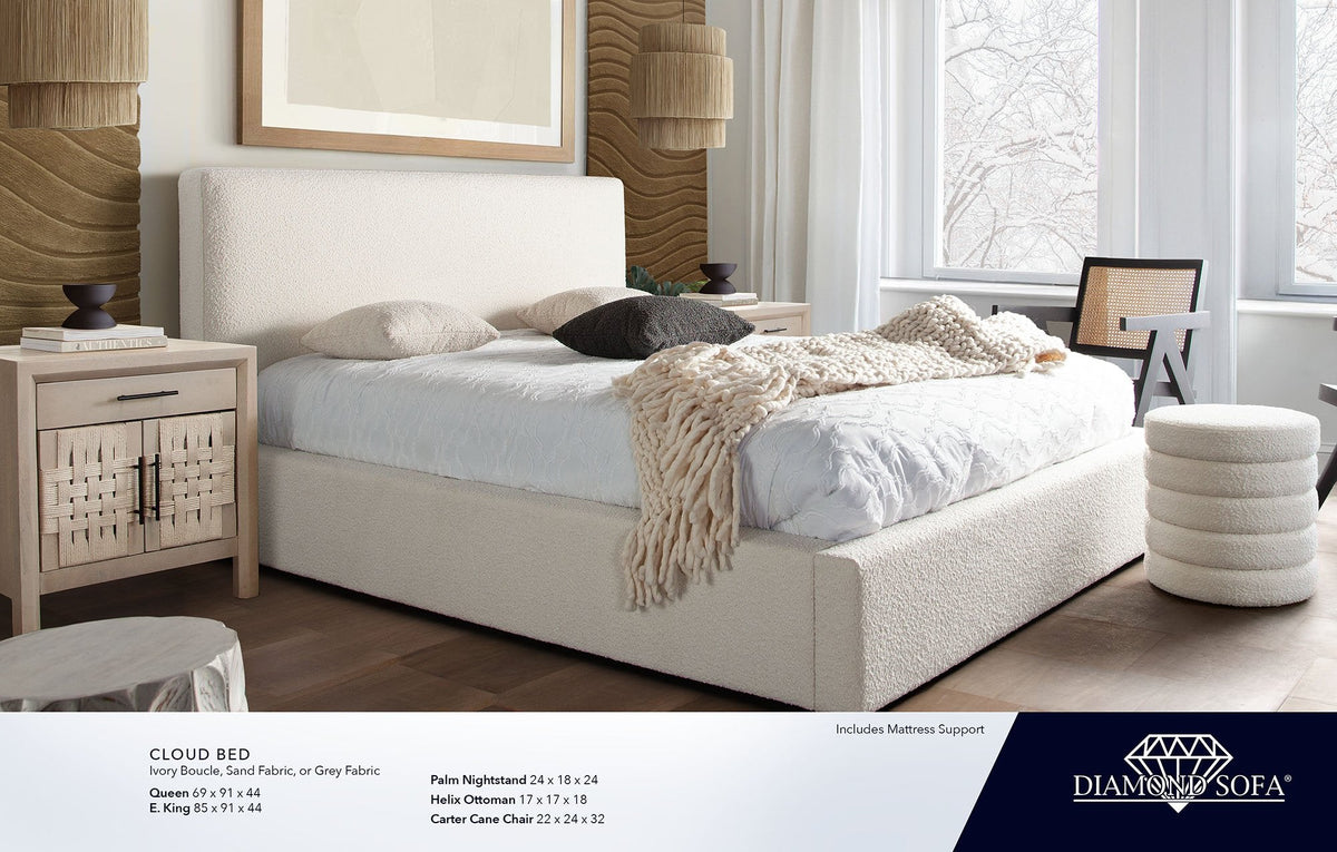 Cloud Ivory Boucle Bed by Diamond Sofa at Eve Furniture