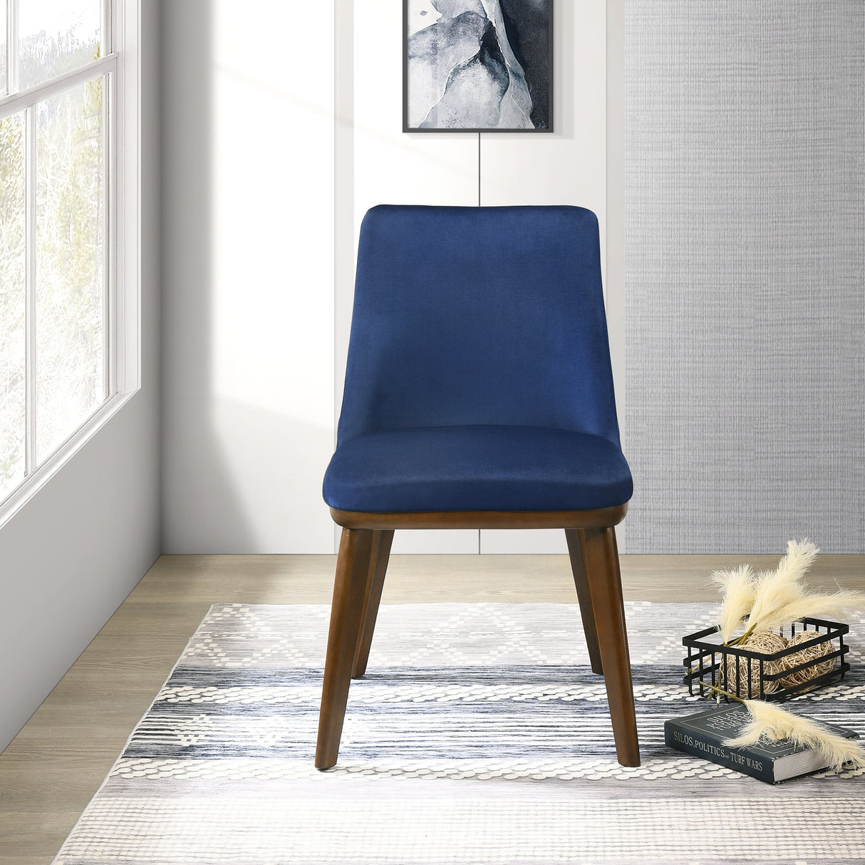 Clove Navy Blue Velvet Dining Chair (Set Of 2) by Ashcroft Imports at Eve Furniture