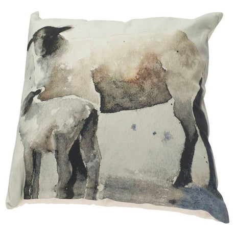 Clover Gray Watercolor Lambs Decorative Pillow Cover by Mercana at Eve Furniture