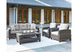 Cloverbrooke Gray 4-Piece Outdoor Conversation Set by Ashley at Eve Furniture