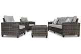 Cloverbrooke Gray 4-Piece Outdoor Conversation Set by Ashley at Eve Furniture