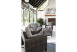 Cloverbrooke Gray 4-Piece Outdoor Conversation Set by Ashley at Eve Furniture