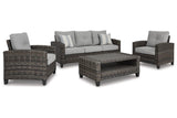 Cloverbrooke Gray 4-Piece Outdoor Conversation Set by Ashley at Eve Furniture