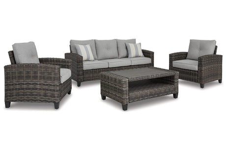 Cloverbrooke Gray 4-Piece Outdoor Conversation Set by Ashley at Eve Furniture
