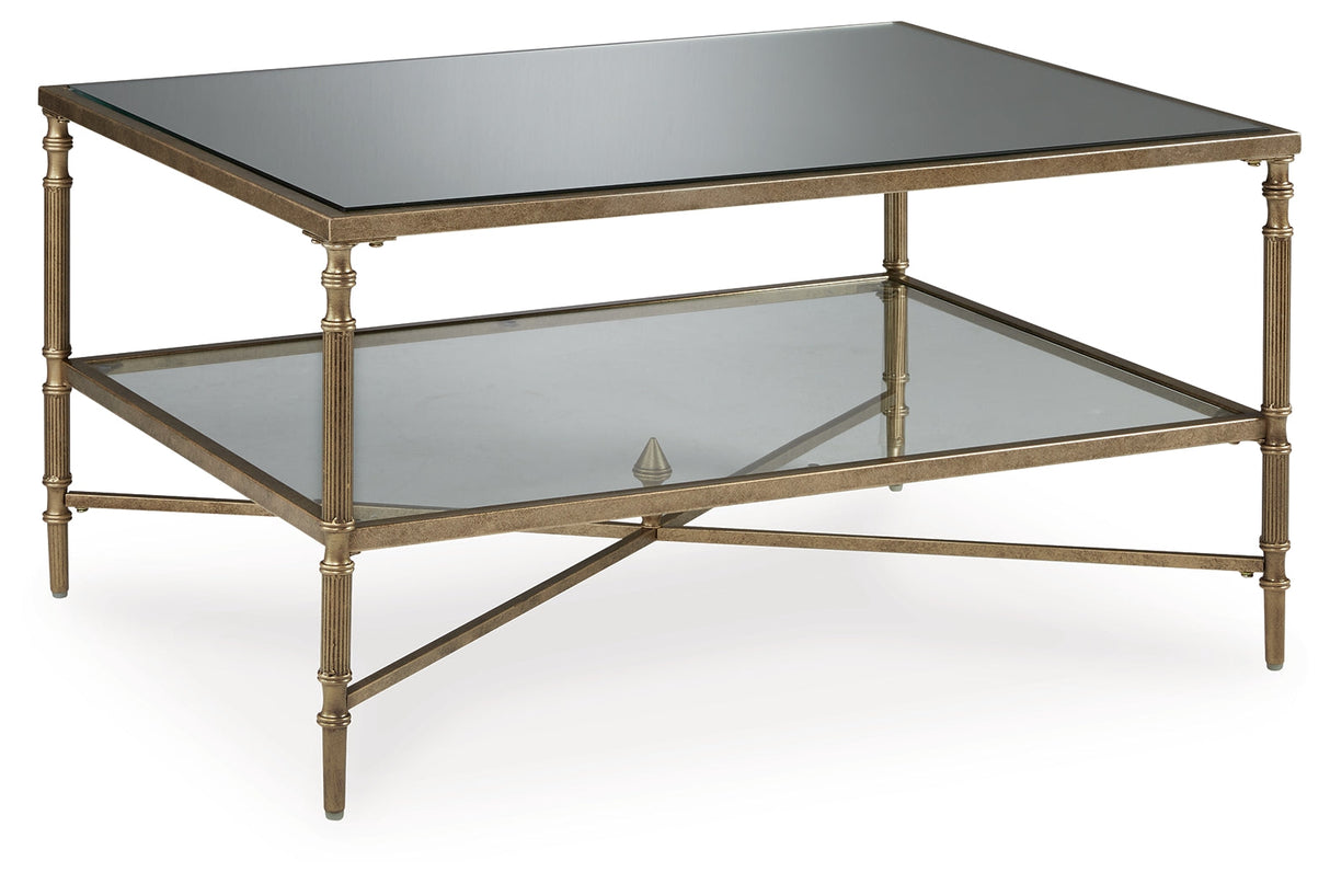 Cloverty Aged Gold Finish Coffee Table