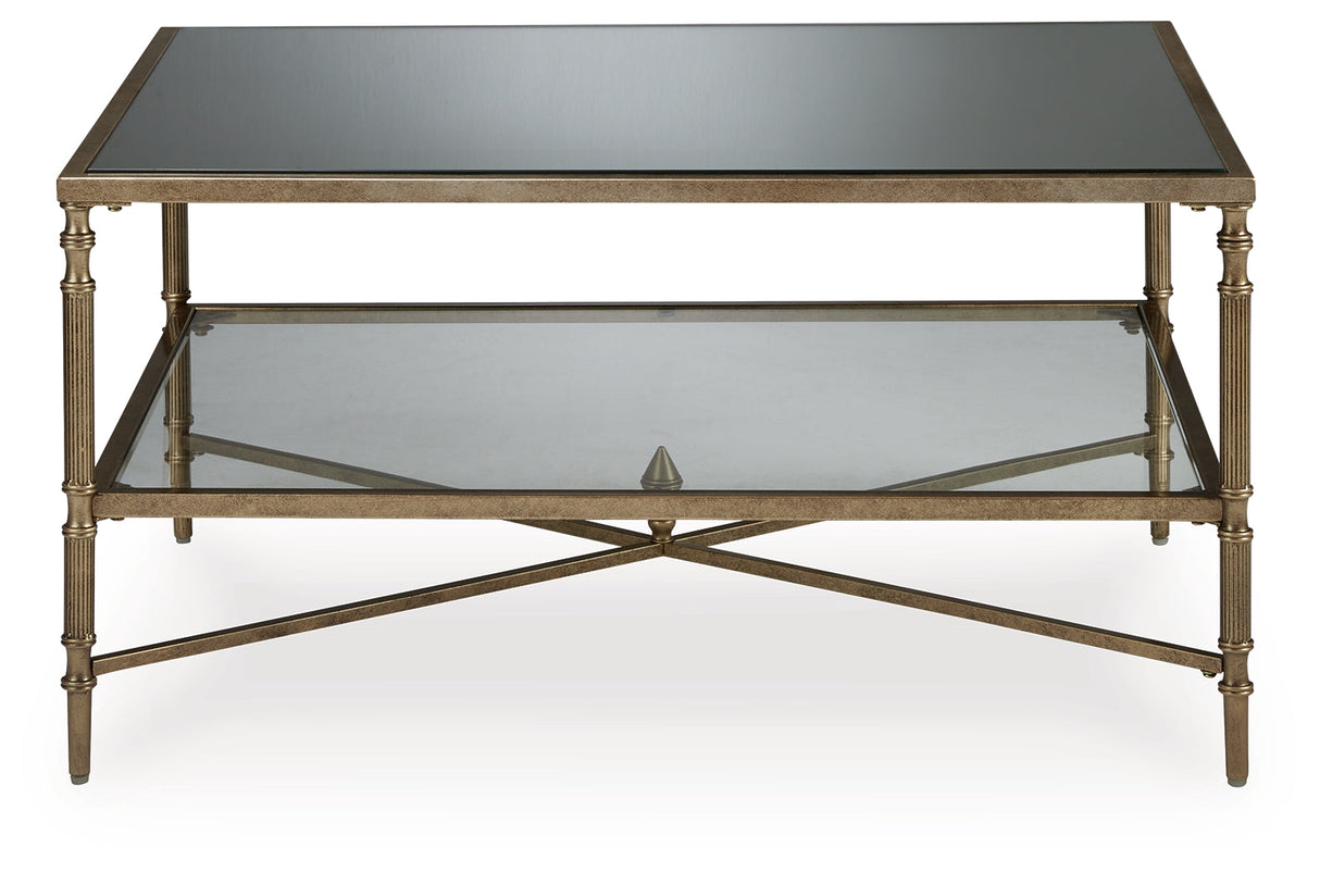 Cloverty Aged Gold Finish Coffee Table