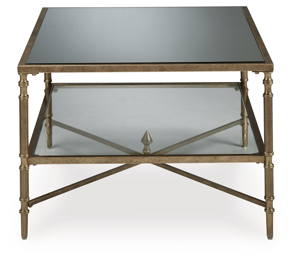 Cloverty Aged Gold Finish Coffee Table