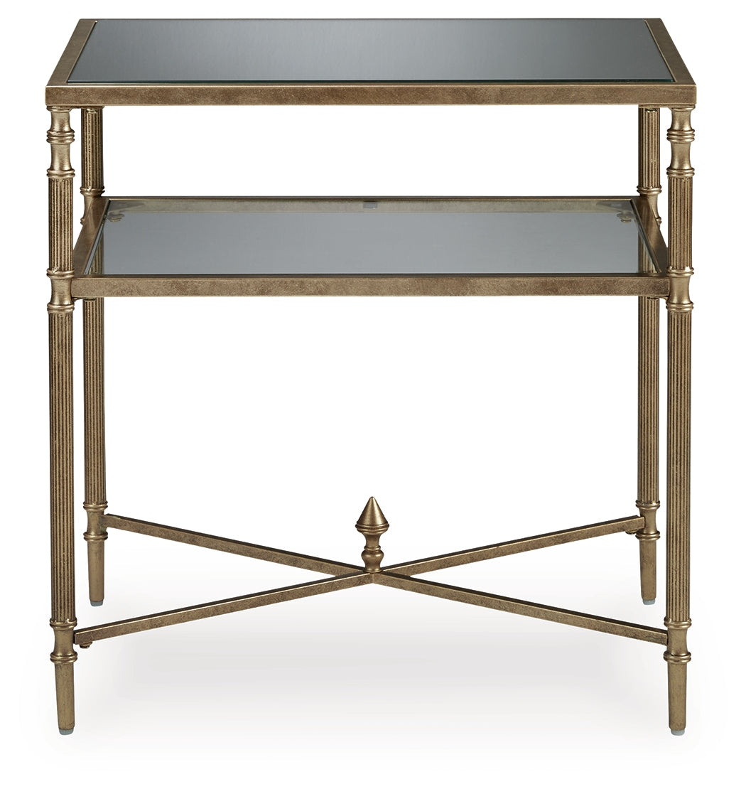 Cloverty Aged Gold Finish End Table