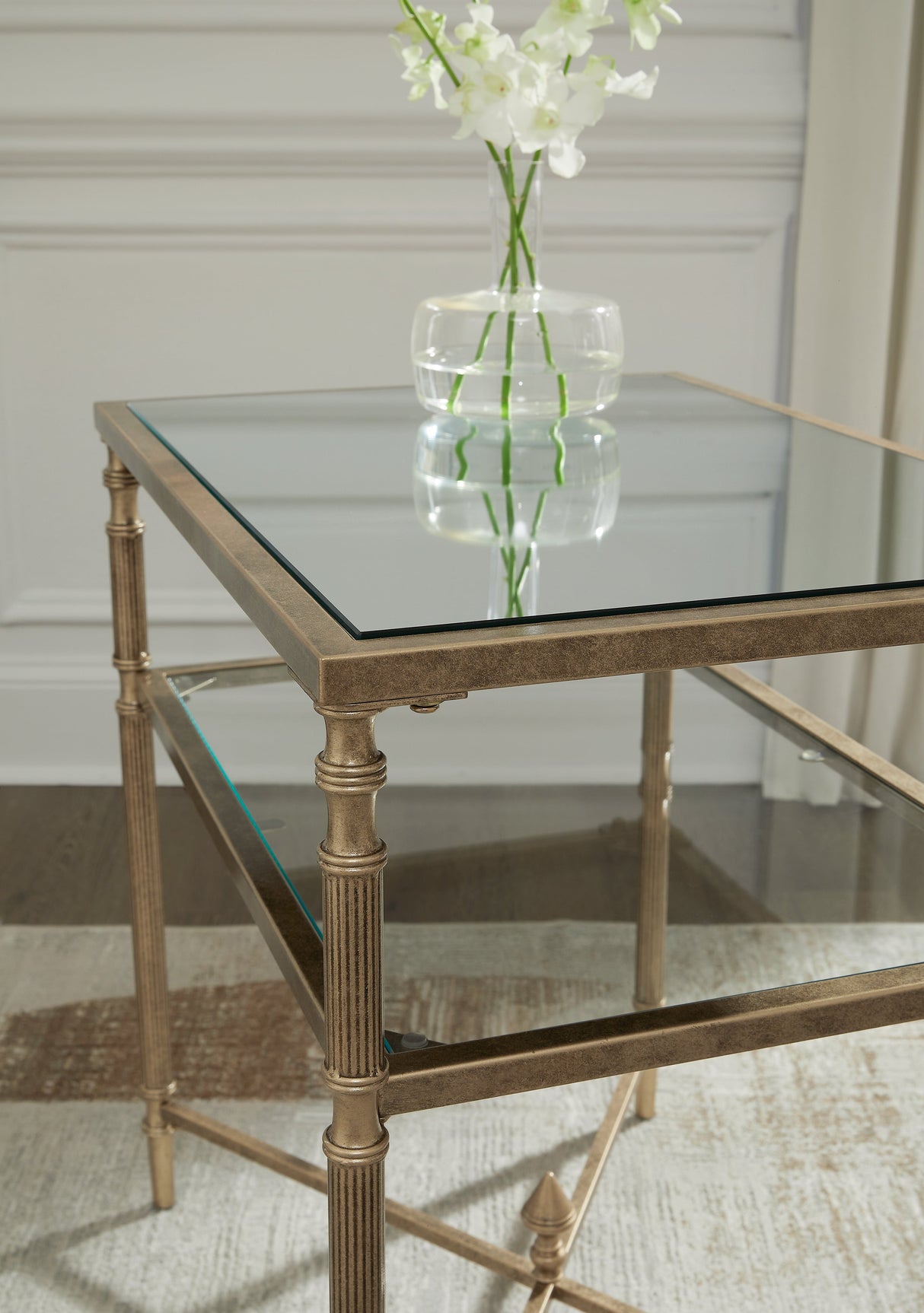 Cloverty Aged Gold Finish End Table