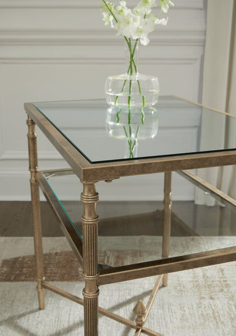 Cloverty Aged Gold Finish End Table