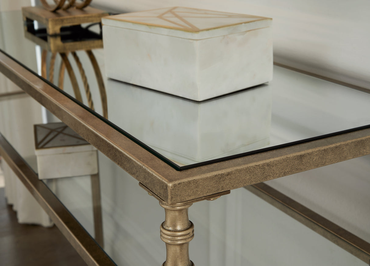 Cloverty Aged Gold Finish Sofa Table