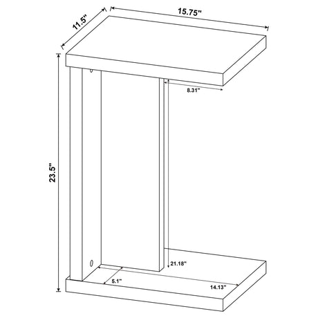 Clower Black Engineered Wood C-Shaped Sofa Side Table by Coaster at Eve Furniture