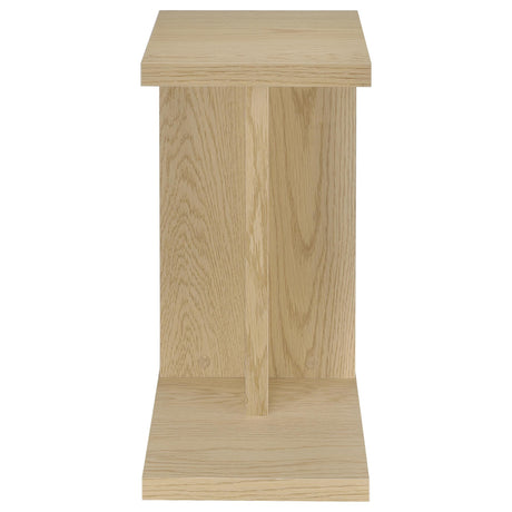 Clower Light Oak Engineered Wood C-Shaped Sofa Side Table by Coaster at Eve Furniture