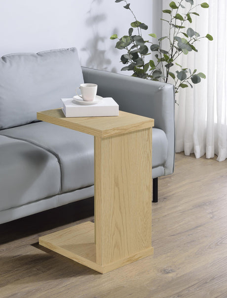 Clower Light Oak Engineered Wood C-Shaped Sofa Side Table by Coaster at Eve Furniture