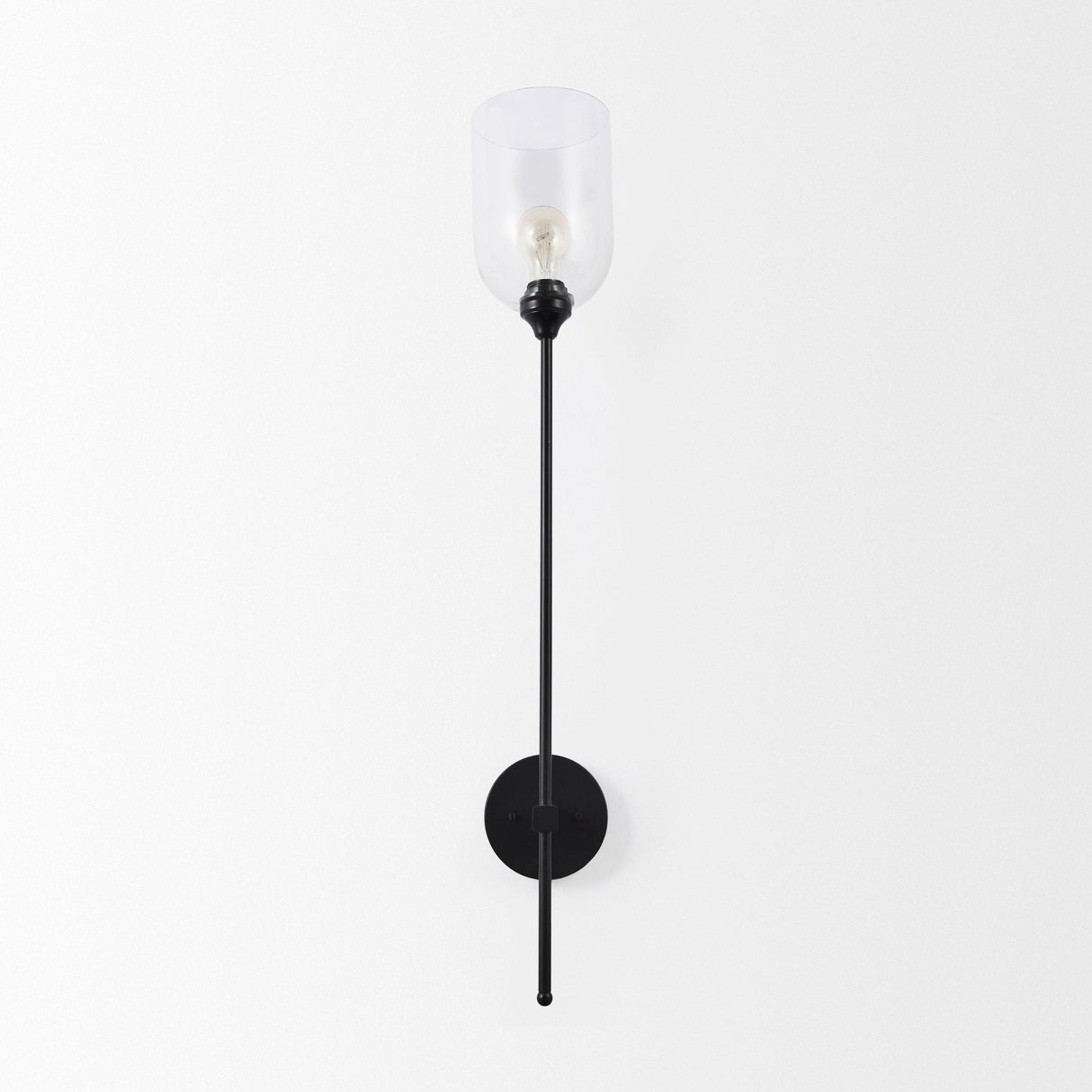 Clyde Matte Black W/Glass Round Wall Sconce by Mercana at Eve Furniture