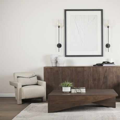Clyde Matte Black W/Glass Round Wall Sconce by Mercana at Eve Furniture