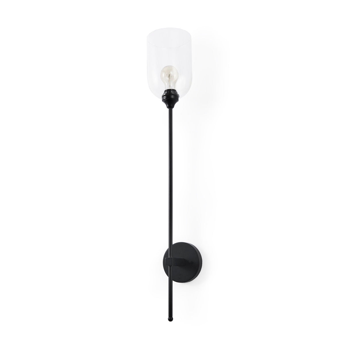 Clyde Matte Black W/Glass Round Wall Sconce by Mercana at Eve Furniture