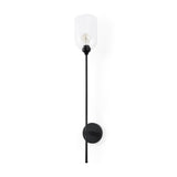 Clyde Matte Black W/Glass Round Wall Sconce by Mercana at Eve Furniture