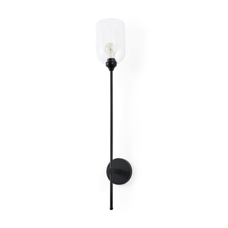 Clyde Matte Black W/Glass Round Wall Sconce by Mercana at Eve Furniture