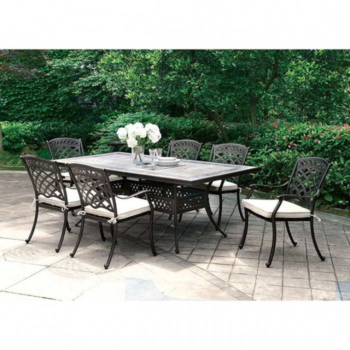 Charissa Antique Black/Beige Outdoor Arm Chair