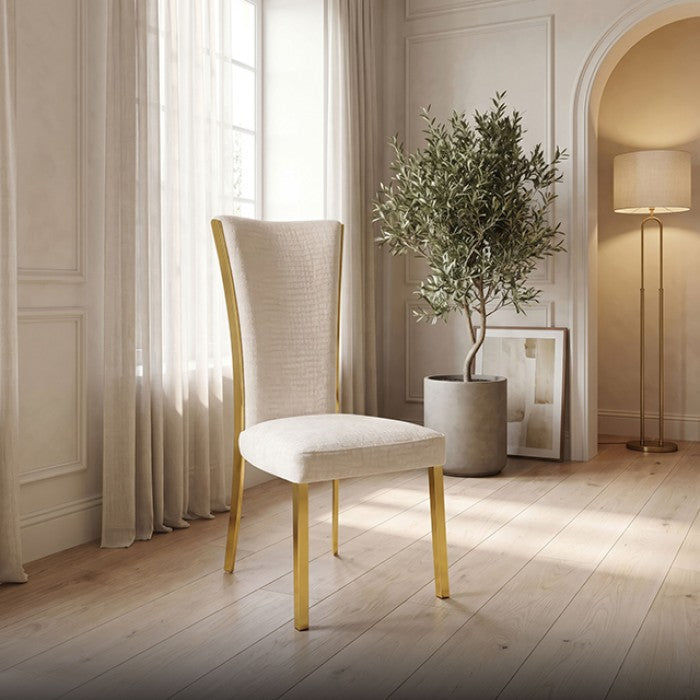 Valdevers Gold/White Upholstered Side Chair Set of 2