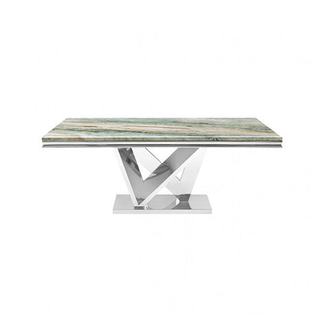 Valdevers Green/Chrome Dining Table by Furniture of America at Eve Furniture