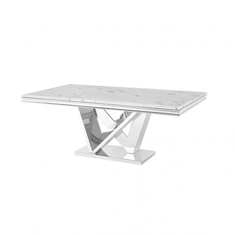Valdevers Chrome Dining Table by Furniture of America at Eve Furniture