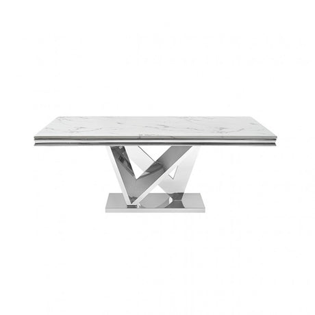 Valdevers Chrome Dining Table by Furniture of America at Eve Furniture