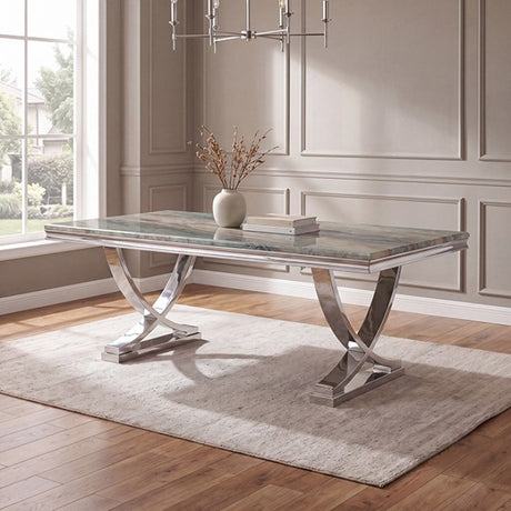 Wadenstil Green/Chrome Dining Table by Furniture of America at Eve Furniture
