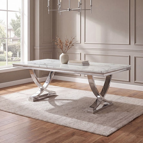 Wadenstil White/Chrome Dining Table by Furniture of America at Eve Furniture