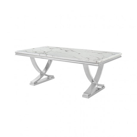 Wadenstil White/Chrome Dining Table by Furniture of America at Eve Furniture