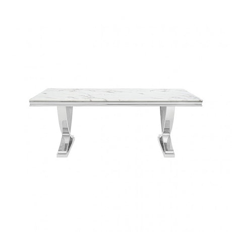 Wadenstil White/Chrome Dining Table by Furniture of America at Eve Furniture