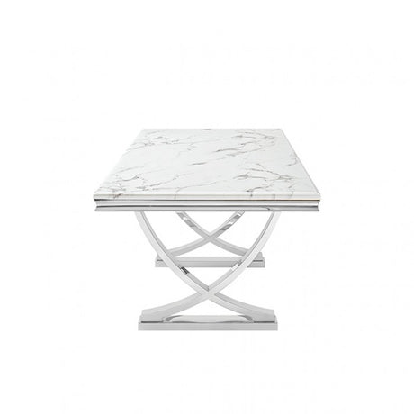 Wadenstil White/Chrome Dining Table by Furniture of America at Eve Furniture