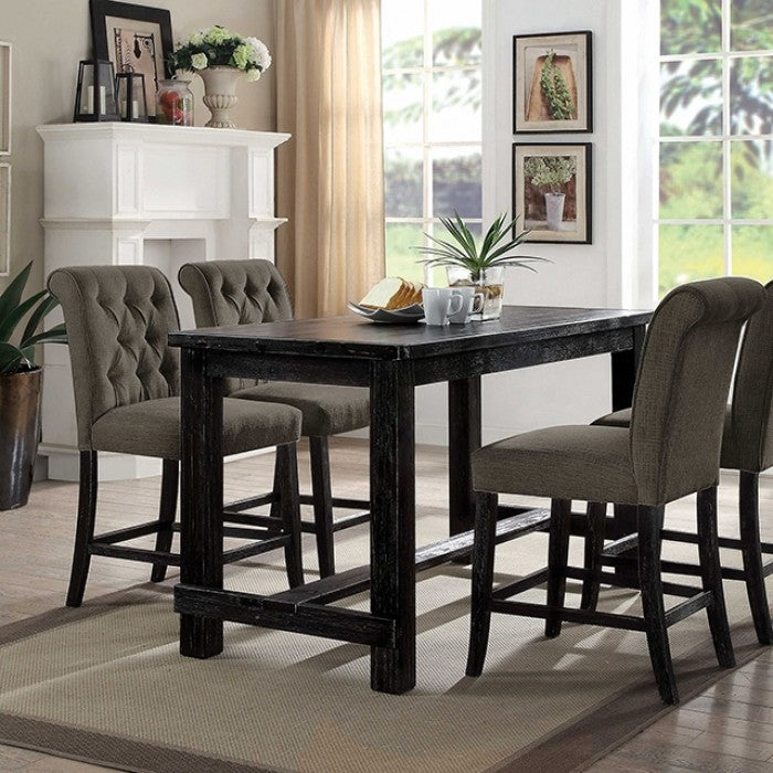 Sania Rustic Black Gray 5-Piece Counter Height Table Set