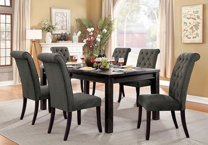 Sania Rustic/Antique Black7-Piece Dining Room Set