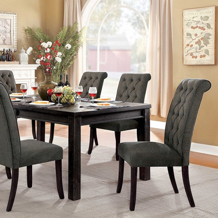 Sania Rustic/Antique Black7-Piece Dining Room Set
