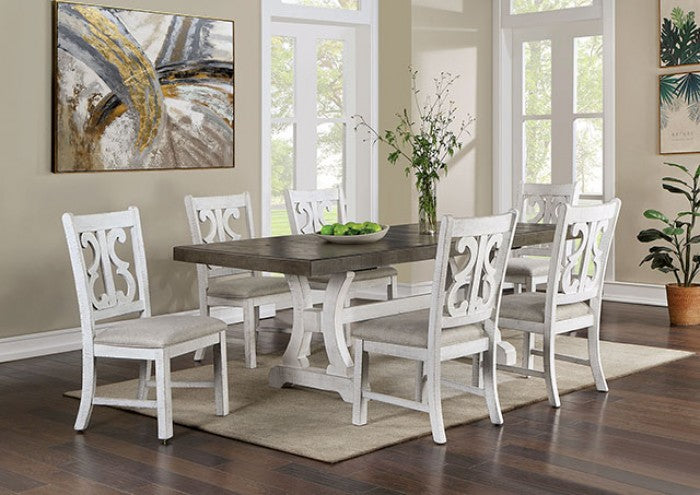 Auletta Rustic/Distressed White/Gray 7-Piece Dining Room Set