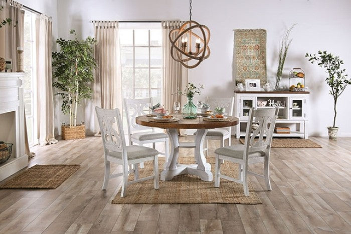 Auletta Rustic/Distressed White, Distressed Dark Oak 5-Piece Dining Room Set