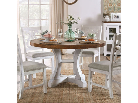 Auletta Distressed White/Distressed Dark Oak Round Table by Furniture of America at Eve Furniture