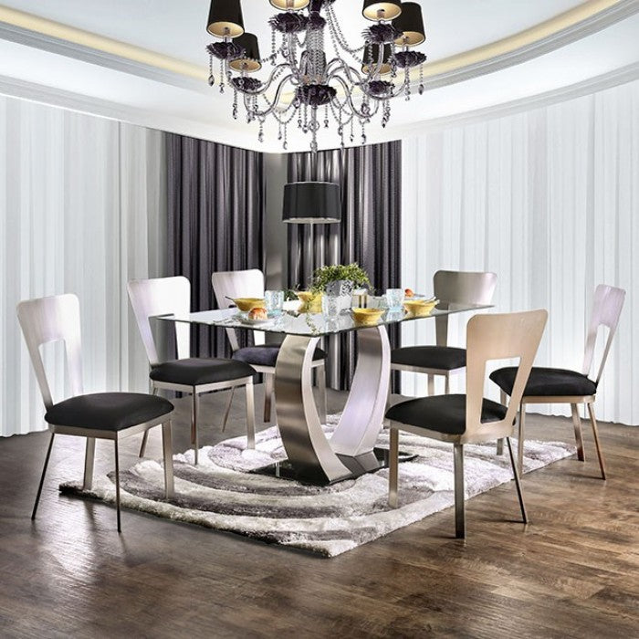 Nova Silver/Black 7-Piece Dining Room Set